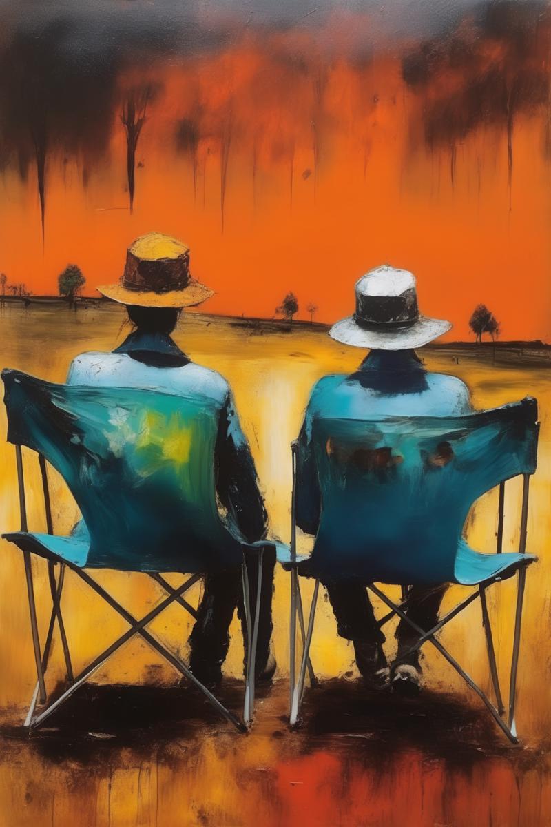 00342-3063960944-_lora_Sidney Nolan Style_1_Sidney Nolan Style - a couple from behind sitting on camping chairs.png